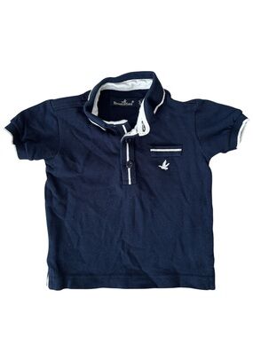 Brooksfield Navy Polo with White Trim and Embroidered Logo, 6 months